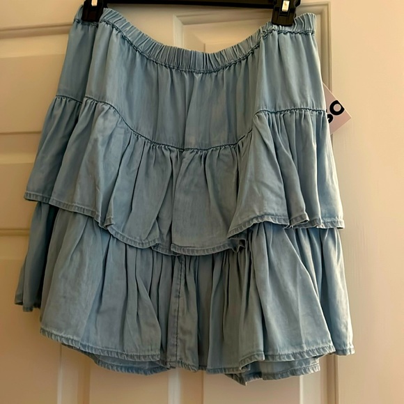 SO Junior Ruffle Denim Chambray Tiered Skirt New With Tags XL - Picture 1 of 5
